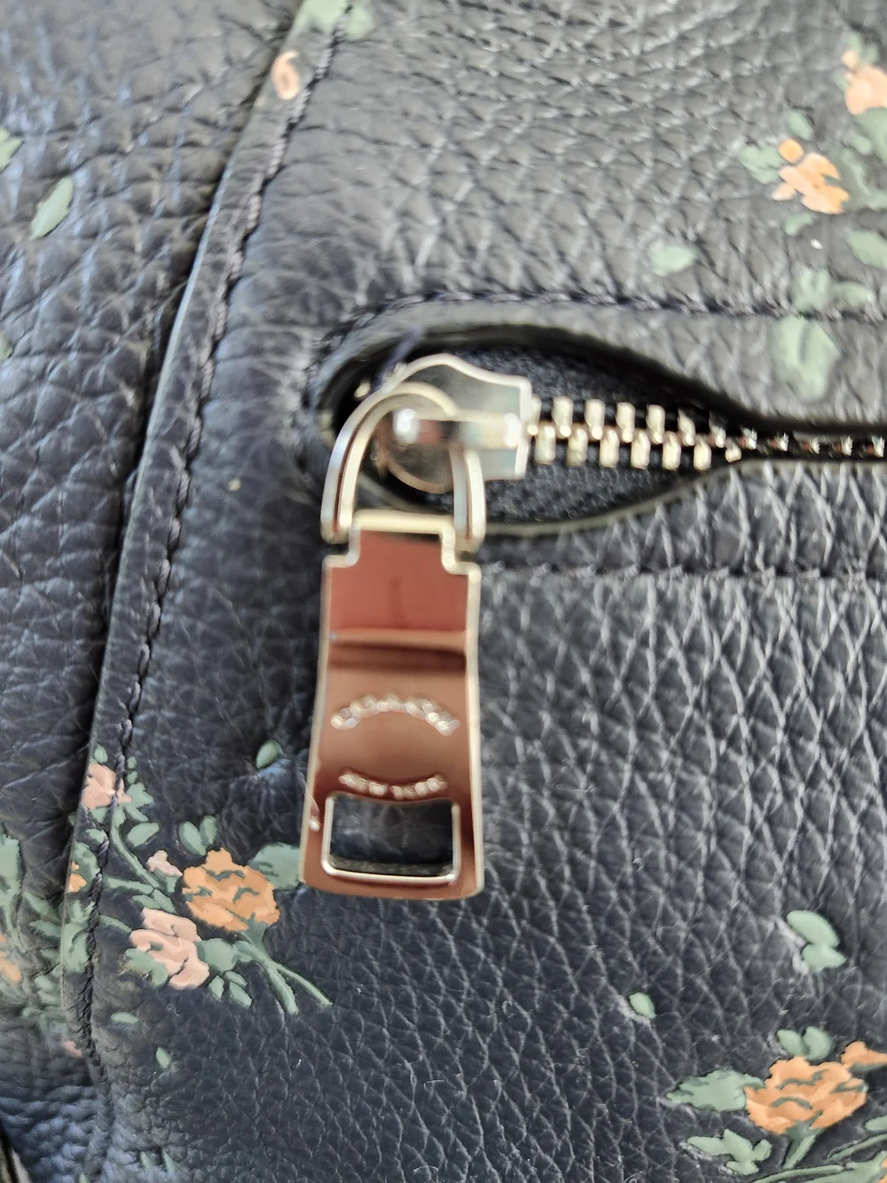 Coach Navy Floral Leather Satchel